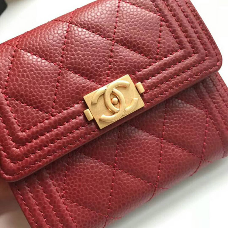 2018 Le Boy Chanel Matelasse Tri-Fold Wallet