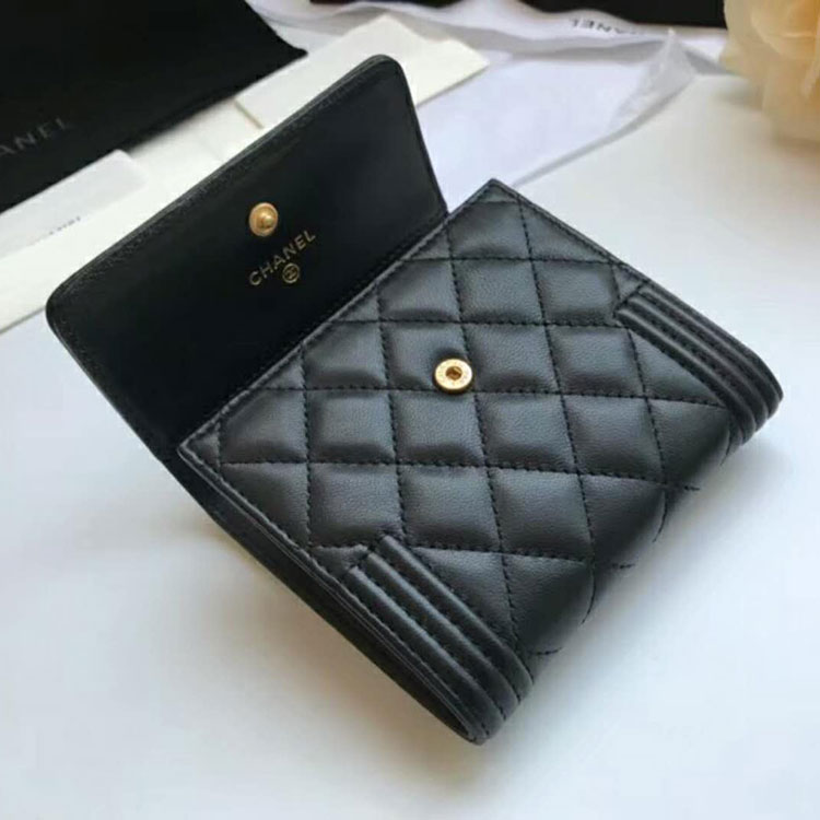 2018 Le Boy Chanel Matelasse Tri-Fold Wallet