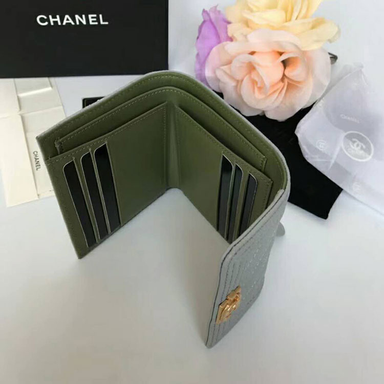 2018 Le Boy Chanel Matelasse Tri-Fold Wallet