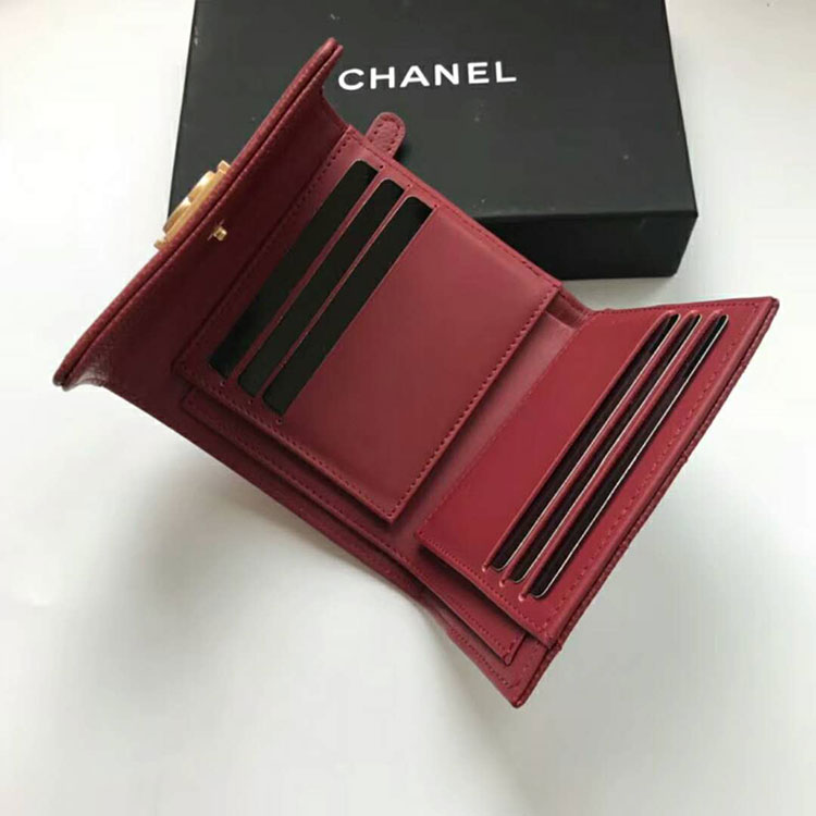 2018 Le Boy Chanel Matelasse Tri-Fold Wallet