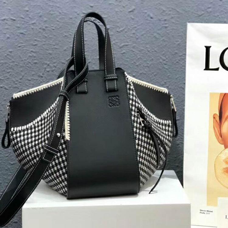 2018 Loewe Hammock Tweed Small Bag Black&White