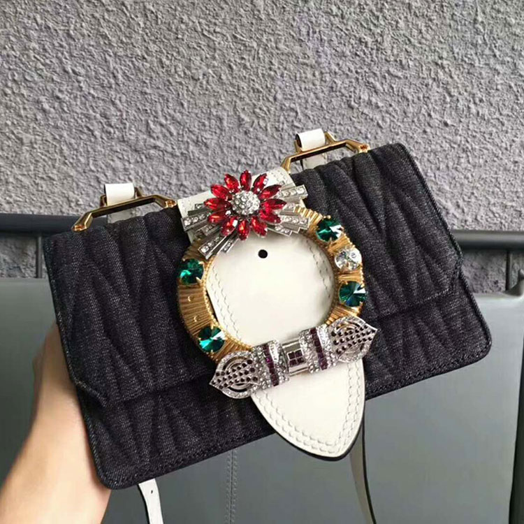 2018 Miu Miu LADY Denim SHOULDER BAG