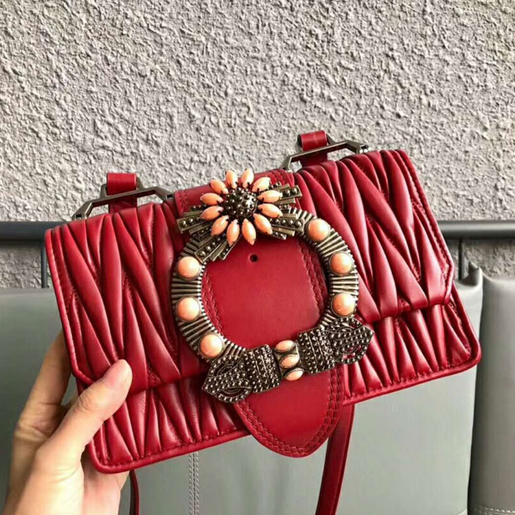 2018 Miu Miu LADY MATELASSE LEATHER SHOULDER BAG