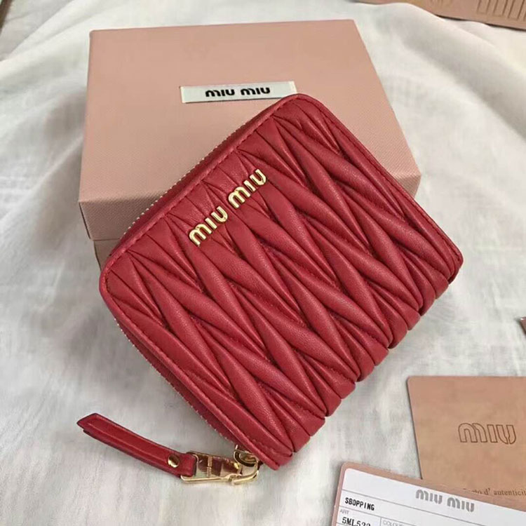 2018 Miu Miu MADRAS GOAT LEATHER WALLET