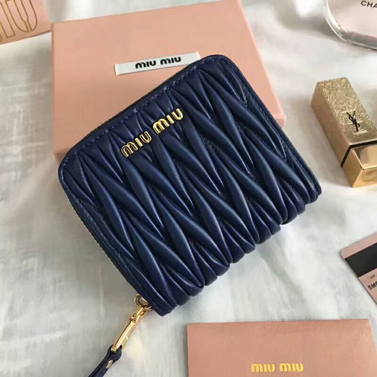 2018 Miu Miu MADRAS GOAT LEATHER WALLET