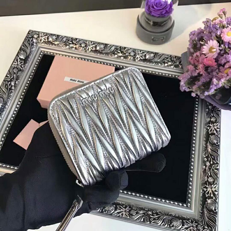 2018 Miu Miu MADRAS GOAT LEATHER WALLET