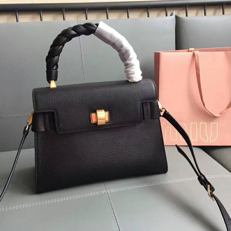 2018 Miu Miu MADRAS LEATHER MIU CLICK HANDBAG