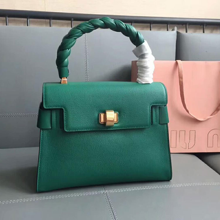 2018 Miu Miu MADRAS LEATHER MIU CLICK HANDBAG