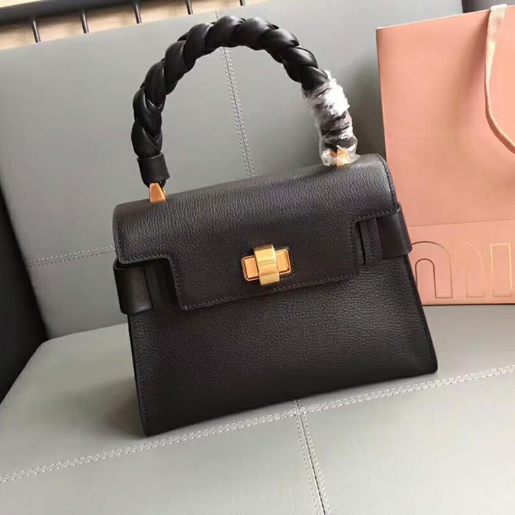 2018 Miu Miu MADRAS LEATHER MIU CLICK HANDBAG