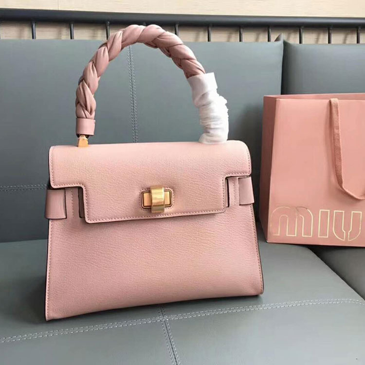 2018 Miu Miu MADRAS LEATHER MIU CLICK HANDBAG