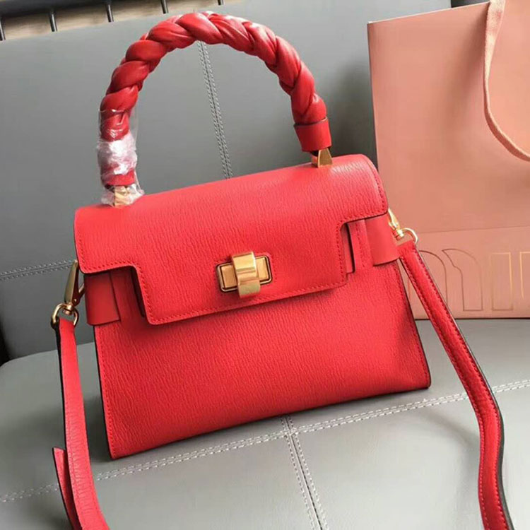 2018 Miu Miu MADRAS LEATHER MIU CLICK HANDBAG