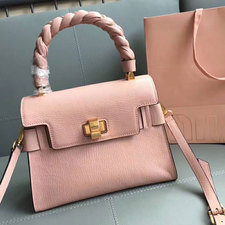 2018 Miu Miu MADRAS LEATHER MIU CLICK HANDBAG