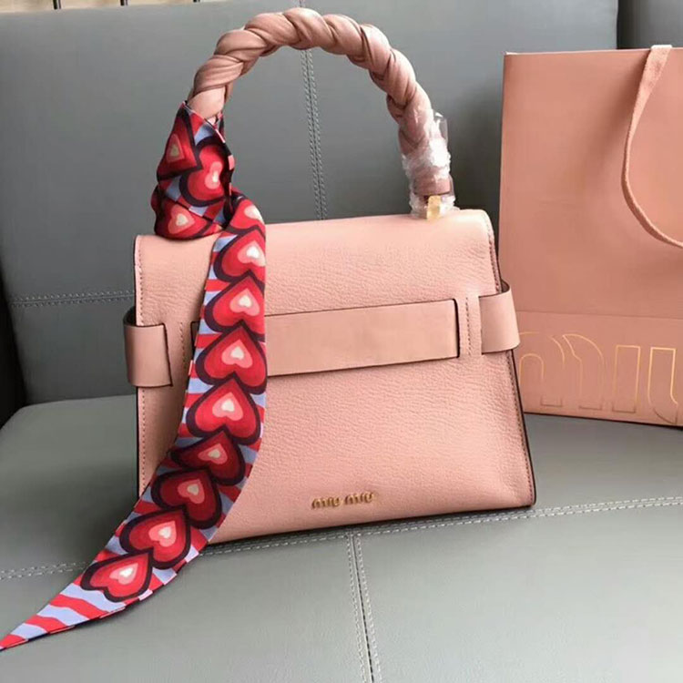 2018 Miu Miu MADRAS LEATHER MIU CLICK HANDBAG