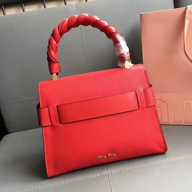 2018 Miu Miu MADRAS LEATHER MIU CLICK HANDBAG