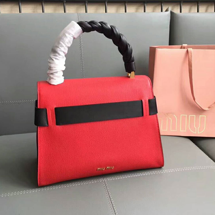 2018 Miu Miu MADRAS LEATHER MIU CLICK HANDBAG