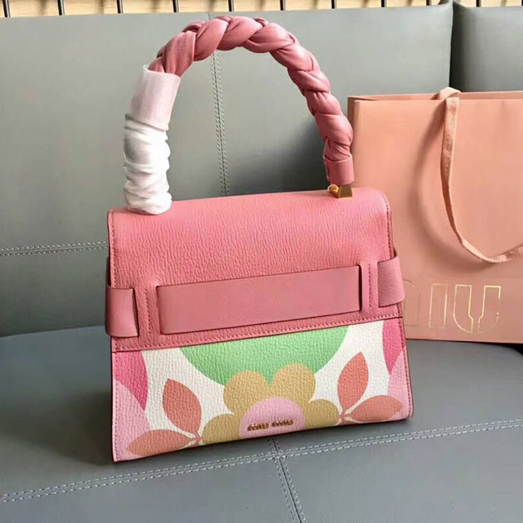 2018 Miu Miu MADRAS LEATHER MIU CLICK HANDBAG