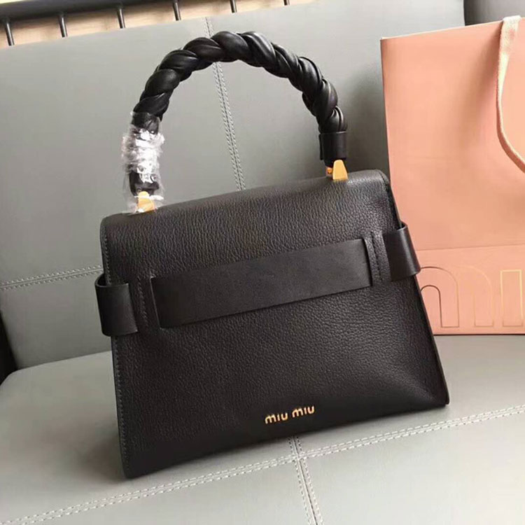 2018 Miu Miu MADRAS LEATHER MIU CLICK HANDBAG