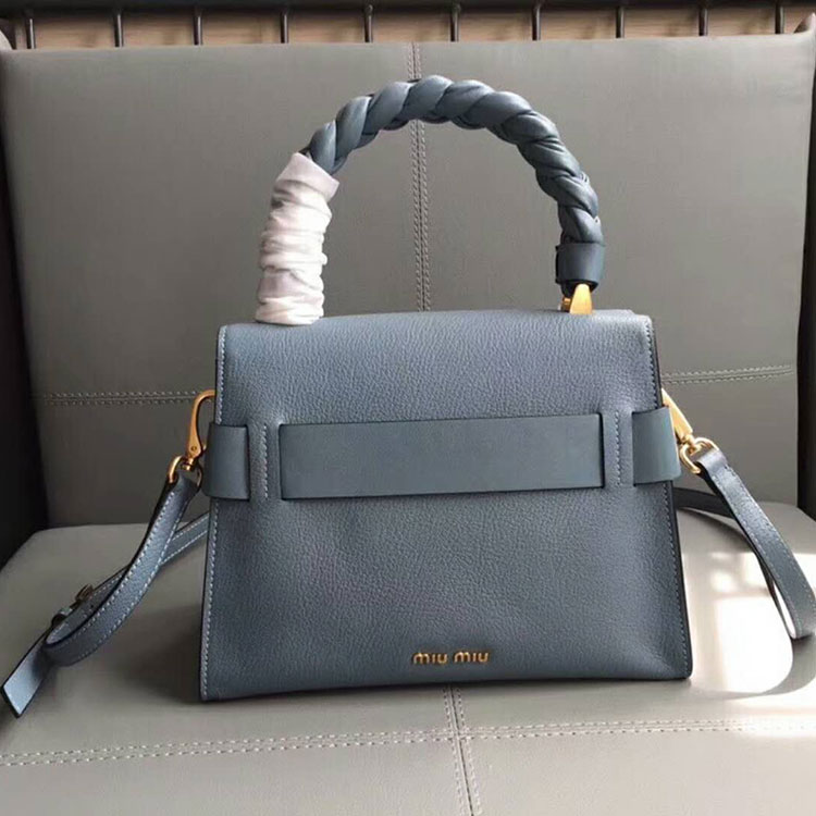 2018 Miu Miu MADRAS LEATHER MIU CLICK HANDBAG