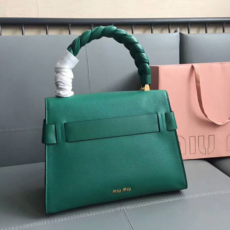 2018 Miu Miu MADRAS LEATHER MIU CLICK HANDBAG