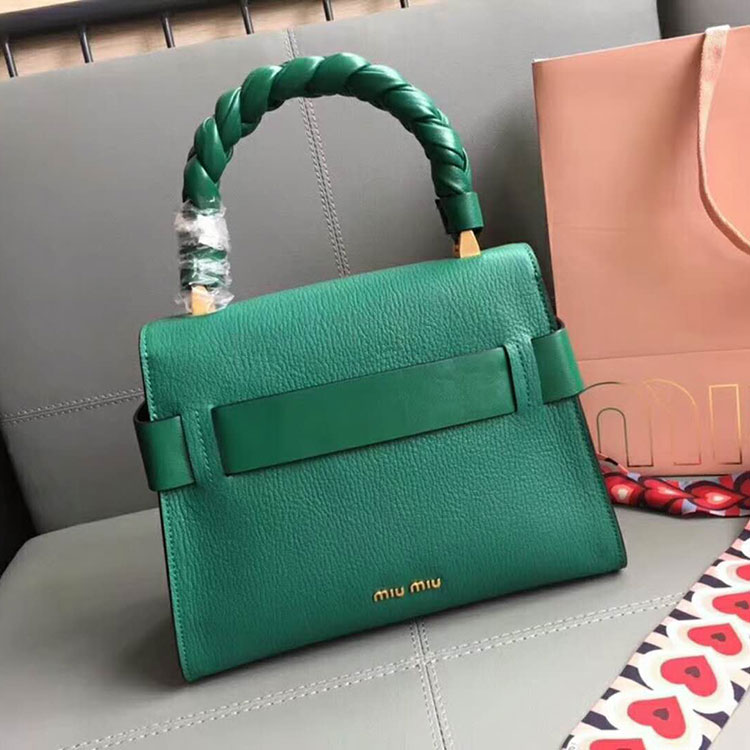 2018 Miu Miu MADRAS LEATHER MIU CLICK HANDBAG