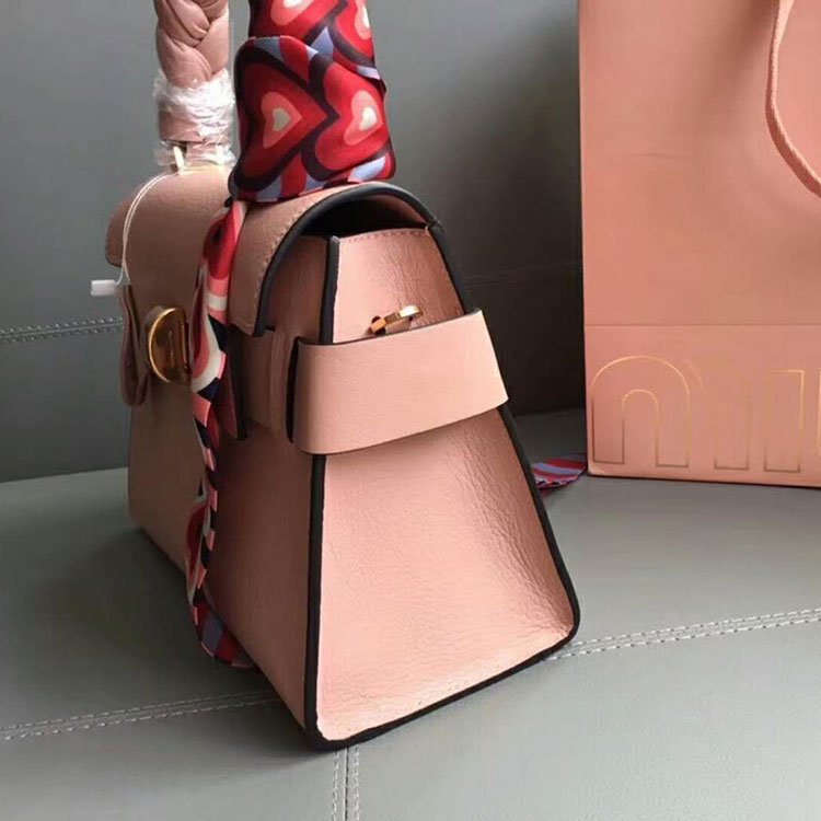 2018 Miu Miu MADRAS LEATHER MIU CLICK HANDBAG