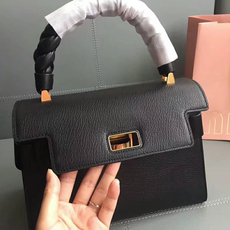 2018 Miu Miu MADRAS LEATHER MIU CLICK HANDBAG