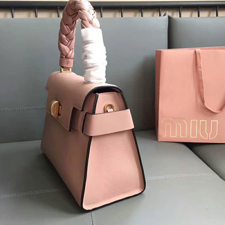 2018 Miu Miu MADRAS LEATHER MIU CLICK HANDBAG