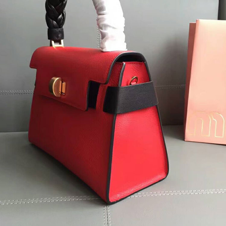 2018 Miu Miu MADRAS LEATHER MIU CLICK HANDBAG