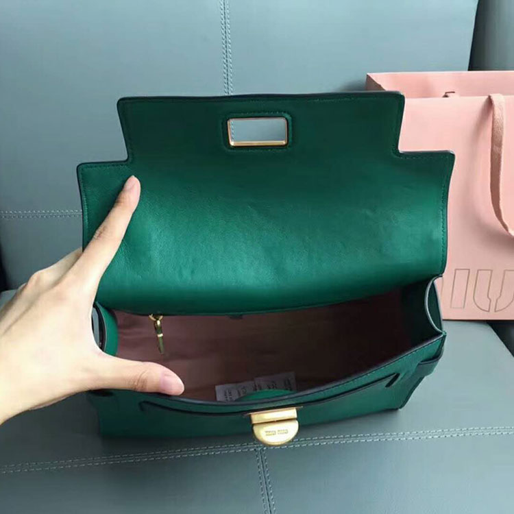 2018 Miu Miu MADRAS LEATHER MIU CLICK HANDBAG