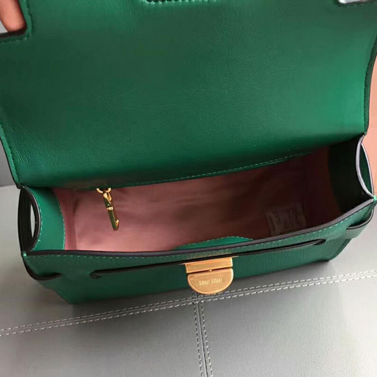 2018 Miu Miu MADRAS LEATHER MIU CLICK HANDBAG