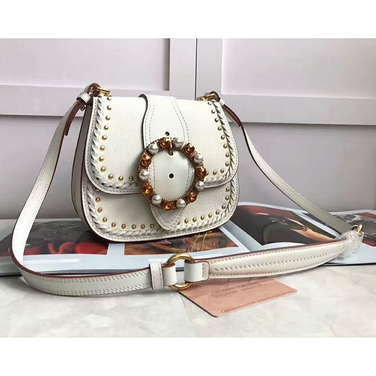 2018 Miu Miu MADRAS LEATHER MIU MIU DAHLIA BAG