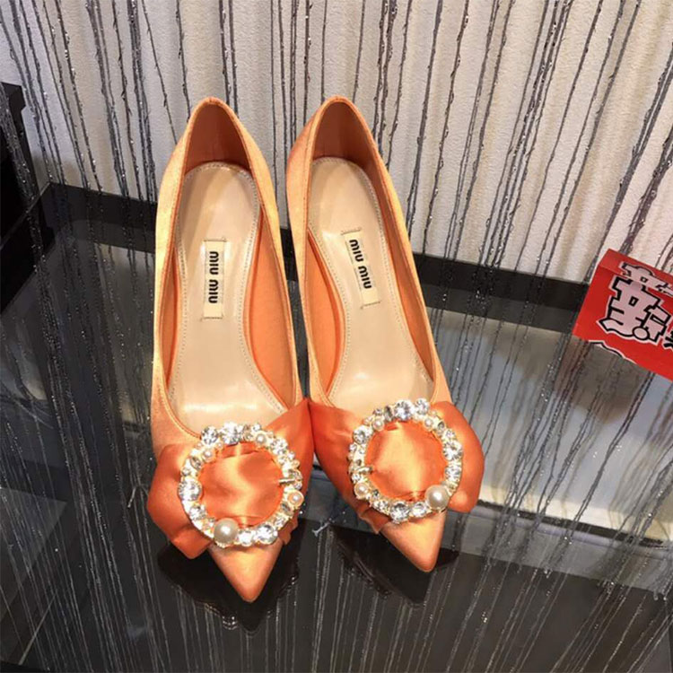 2018 Miu Miu women shoes in silk Heel 8cm