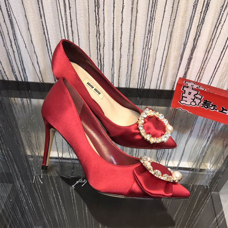 2018 Miu Miu women shoes in silk Heel 8cm