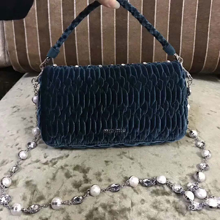 2018 MiuMiu Chain Tote Bag with Pearl diamond