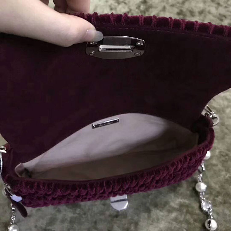 2018 MiuMiu Chain Tote Bag with Pearl diamond