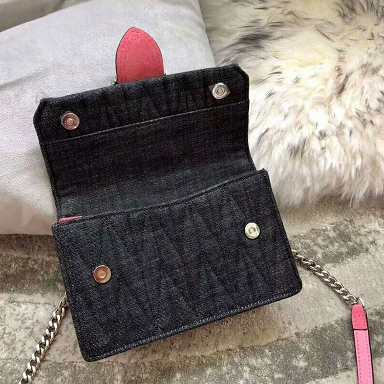 2018 MiuMiu Lady Denim LEATHER BAG