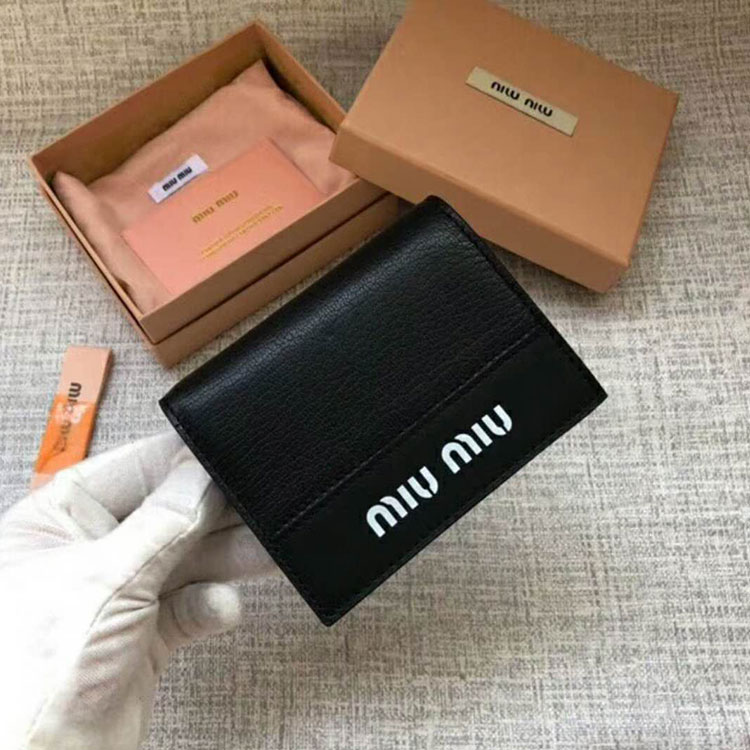 2018 MiuMiu MADRAS GOAT LEATHER AND LEATHER WALLET