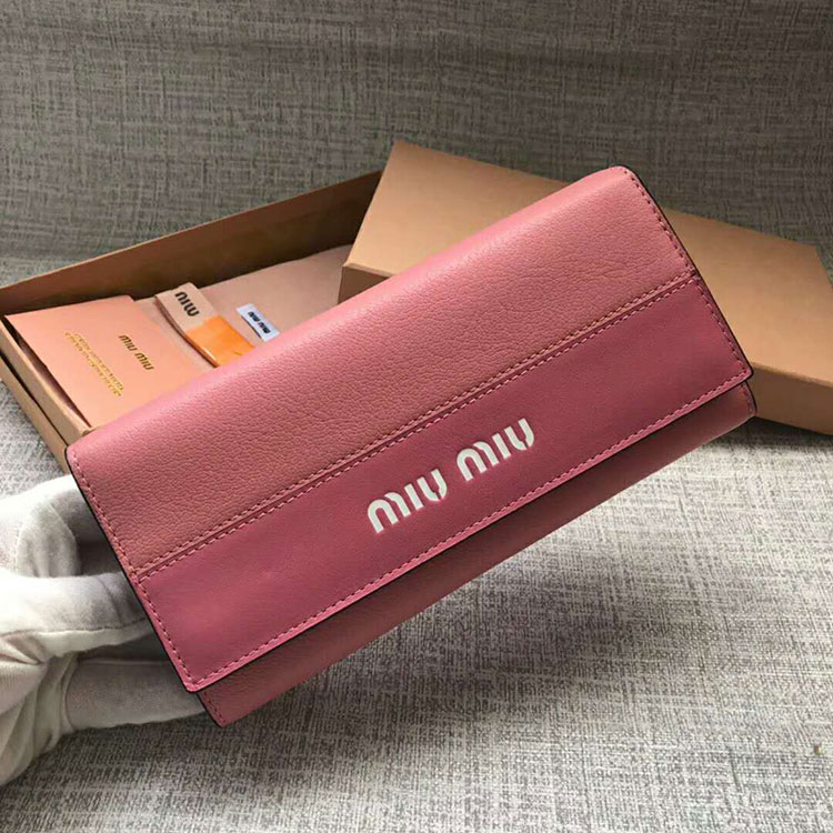 2018 MiuMiu MADRAS GOAT LEATHER AND LEATHER WALLET