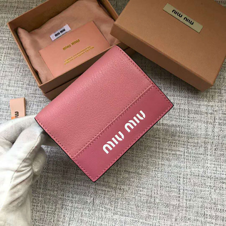 2018 MiuMiu MADRAS GOAT LEATHER AND LEATHER WALLET