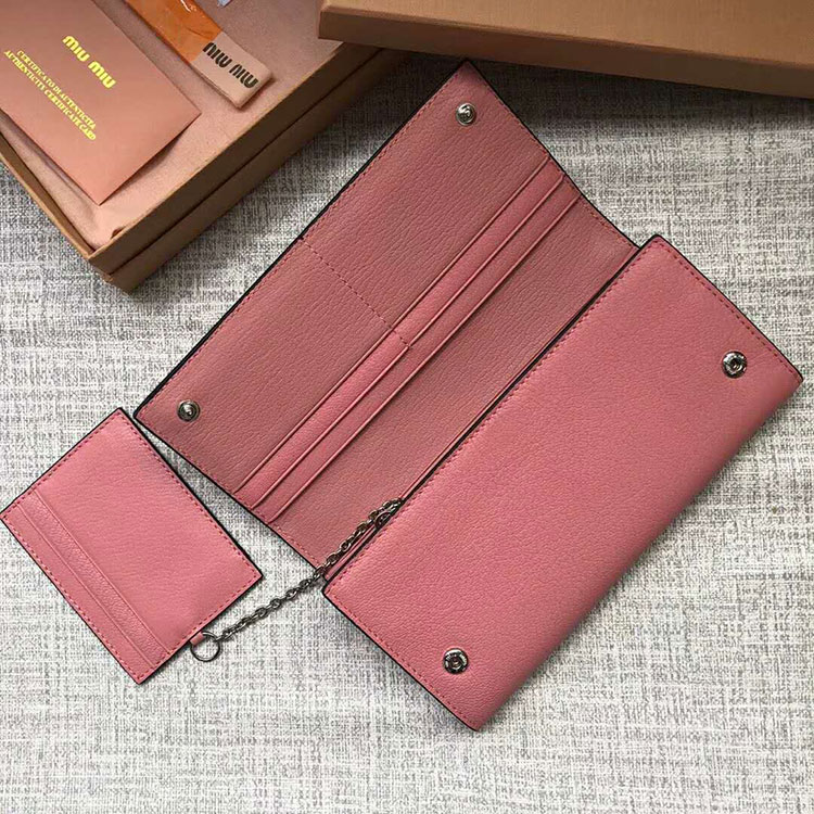 2018 MiuMiu MADRAS GOAT LEATHER AND LEATHER WALLET