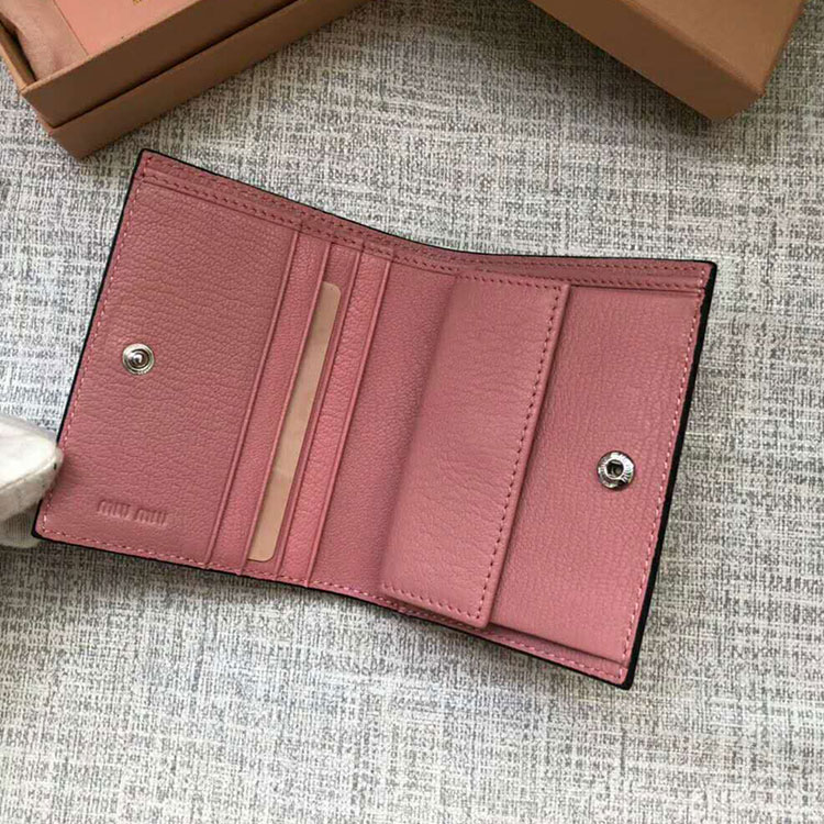 2018 MiuMiu MADRAS GOAT LEATHER AND LEATHER WALLET