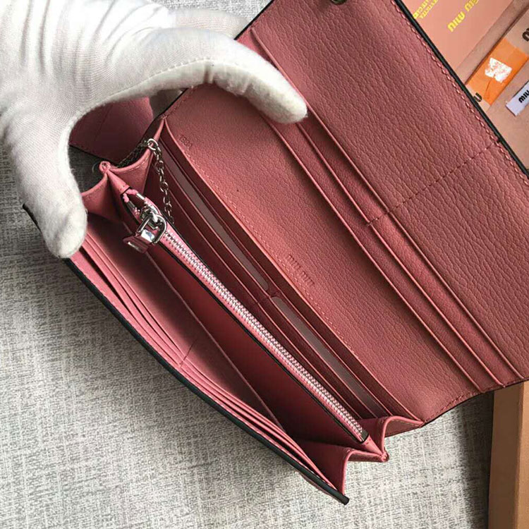 2018 MiuMiu MADRAS GOAT LEATHER AND LEATHER WALLET