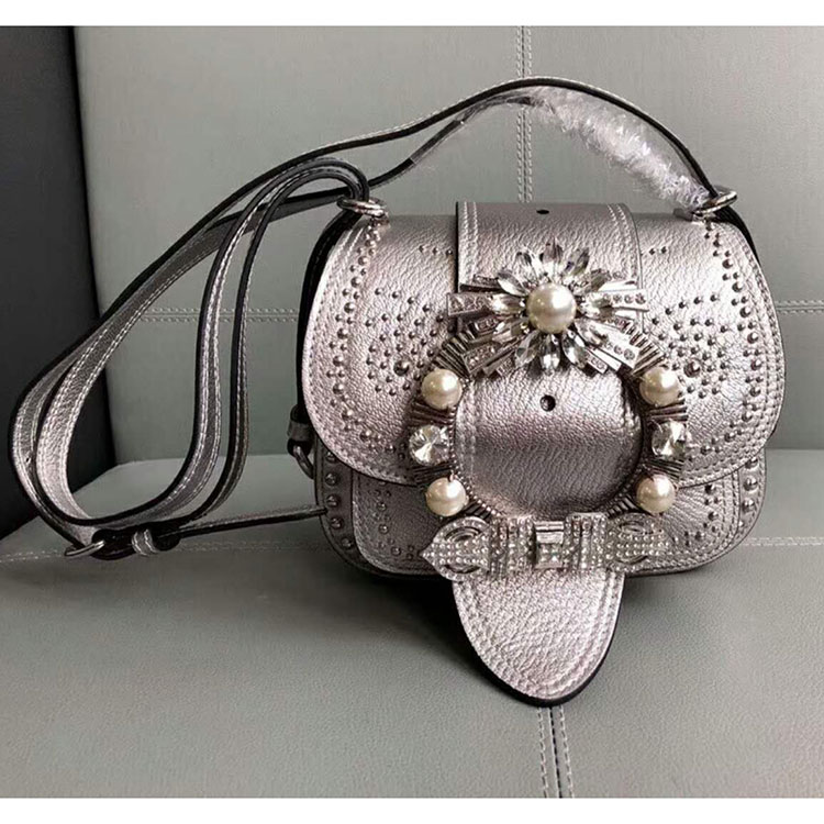 2018 MiuMiu MADRAS LEATHER MIU MIU DAHLIA BAG