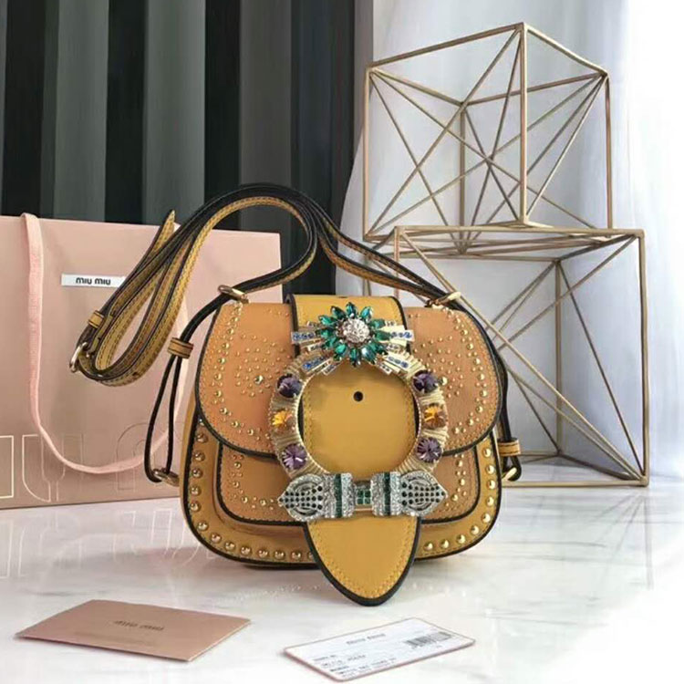 2018 MiuMiu MADRAS LEATHER MIU MIU DAHLIA BAG