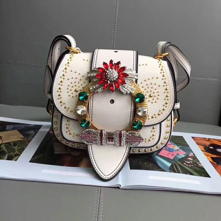 2018 MiuMiu MADRAS LEATHER MIU MIU DAHLIA BAG