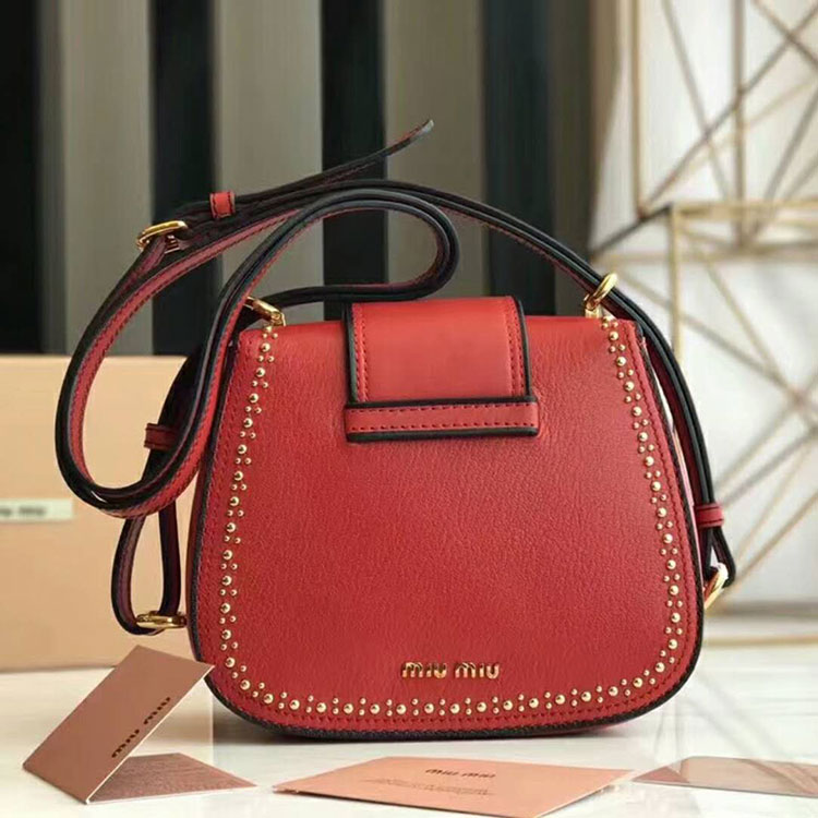 2018 MiuMiu MADRAS LEATHER MIU MIU DAHLIA BAG