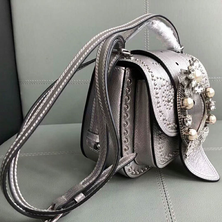 2018 MiuMiu MADRAS LEATHER MIU MIU DAHLIA BAG