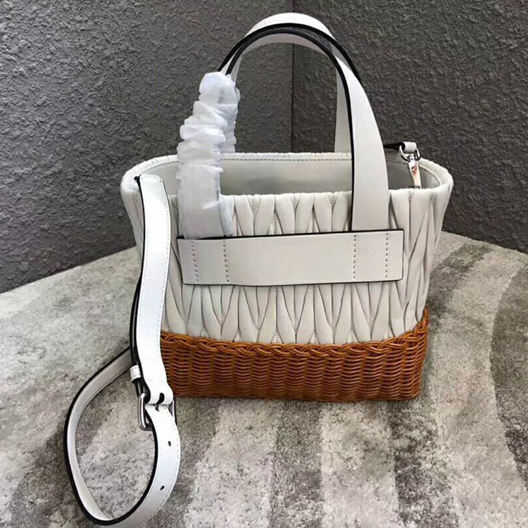 2018 MiuMiu NAPPA LEATHER AND WICKER BAG