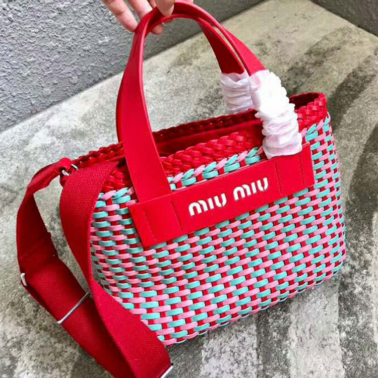 2018 MiuMiu WOVEN FAUX LEATHER BAG