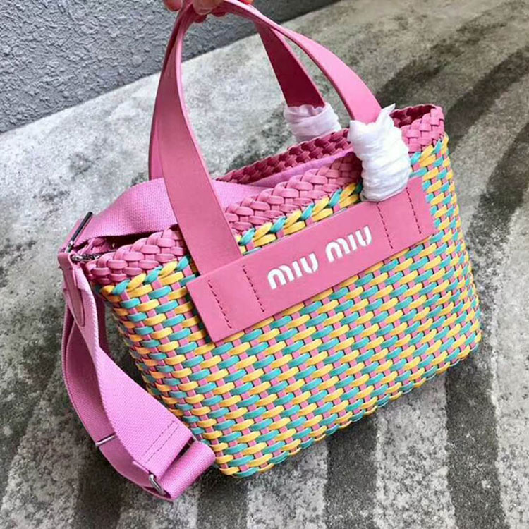 2018 MiuMiu WOVEN FAUX LEATHER BAG